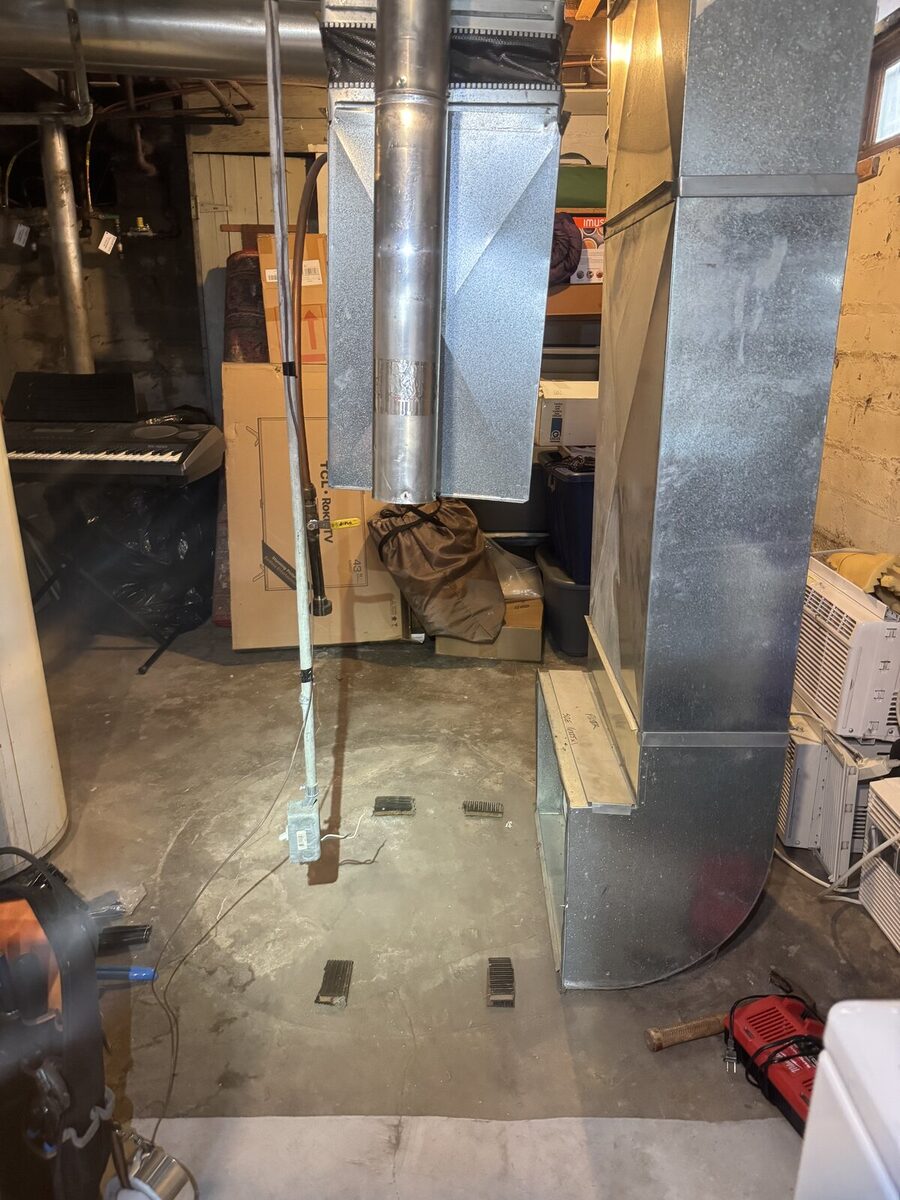 Complete furnace installation with proper mounting and connections